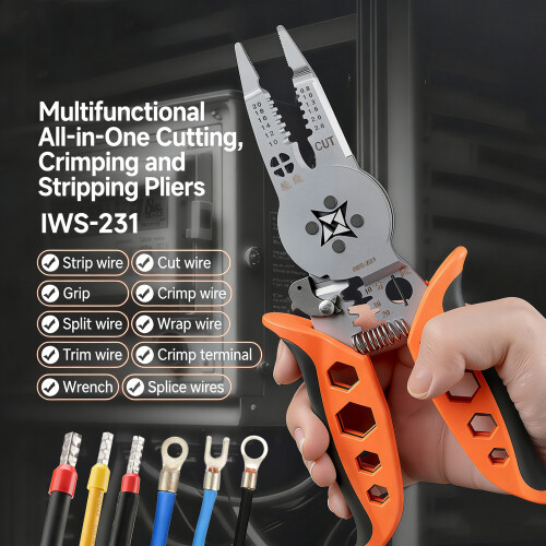 Cable Crimping Pliers With Integrated Wire Cutter And Stripper 1