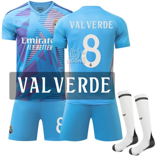(XL) 2425 No. 8 Valverde Real Madrid Soccer Jersey