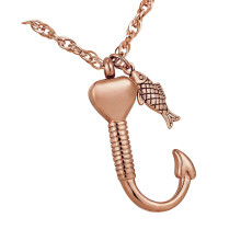 Metalen huisdier herdenkingsketting met hartvorm te-Rose goud