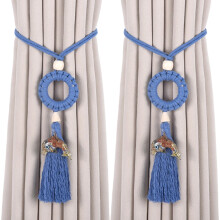 Handgemaakte gevlochten touw knoop Drape tie backs- blauw