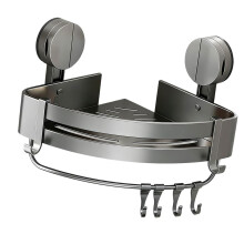 Wandgemonteerde badkamerplank met afneembare haken en