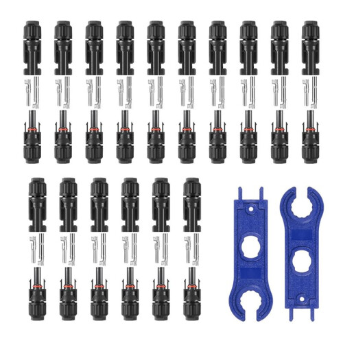 32 PCS Solar Panel Connectors 16 Pairs Male/Female + 2 Wrenches Solar Connectors,for Solar Power