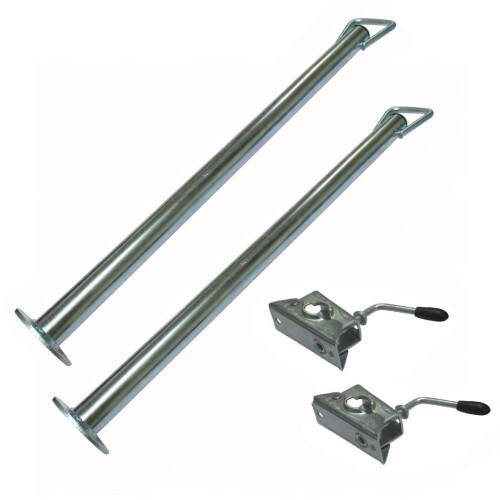 Trailer Prop Stand Drop Tubes with Handle & Clamps 34MM x 600MM X2