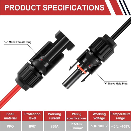 32 PCS Solar Panel Connectors 16 Pairs Male/Female + 2 Wrenches Solar Connectors,for Solar Power 2
