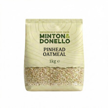 Minton & Donello Pinhead Oatmeal 1kg - Traditional Steel Cut Oats, High In Fibre, Natural Ingredients for Breakfast Baking & Cooking, Hearty Texture
