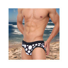 Men'S Polka Dot Print High Stretch Triangle Swim Briefs Black M