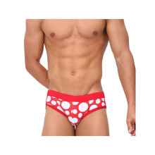 Men'S Polka Dot Print High Stretch Triangle Swim Briefs Red M