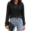 Women'S Solid V-Neck Button Decor Loose Long Sleeve T-Shirt Black S 1