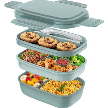 Portapranzo da 1900 ml per adulti e bambini, bento box a prova di perdite con scomparti, blu, ideale per picnic, lavoro e viaggi.