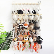 Cestino sospeso a tre livelli con nappe, organizer per giocattoli di peluche, B