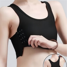 (Black, 6) 1pc sportvest ultraplat vormgevend bodysuit korte zijknop ondergoed borstband