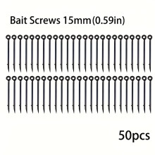 (bait screw 15mm, 50pcs) 50 stuks vishaken met weerhaken, rechte vishaken, karpervishaken met hoog koolstofgehalte, zacht aas crankhaken visgerei