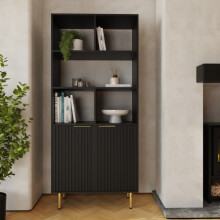 Nervata 2 Door Bookcase Black with Golden Legs