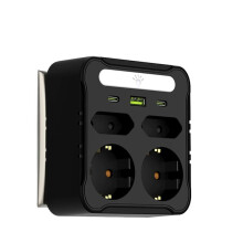 Regleta de Enchufes de Pared con Luz, 4 Tomas de Corriente Alterna, 2 Puertos USB, 1 Interruptor de Carga Tipo C para Enchufe Doméstico, Enchufe