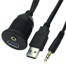 Novo Cabo de Instalação À Prova D'Água USB3.0 e 3.5mm Masculino e Feminino para Painel de Instrumentos, para Navios, Automóveis