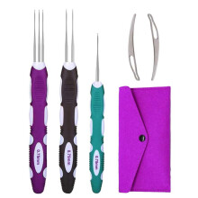 Herramienta de Aguja de Ganchillo para Rastas, Ganchos de Ganchillo para el Cabello con Manejar ErgonóMico, 3 Piezas para Manualidades de Trenzas de