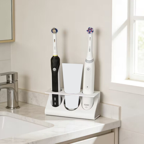 3D Printed Bathroom Organizer with Triple Slots Mouth-White 2