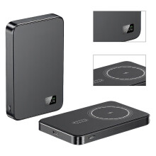 Magnetická powerbanka 10 000 mAh, bezdrôtové nabíjanie, rýchle nabíjanie, ultra tenký prenosný dizajn so vstavaným káblom