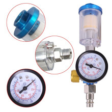 HVLP 2008 Spray Gun with 0.8/1.0mm Caliber, Pressure Gauge Air Filter - Ideal for Wall/Car Spraying