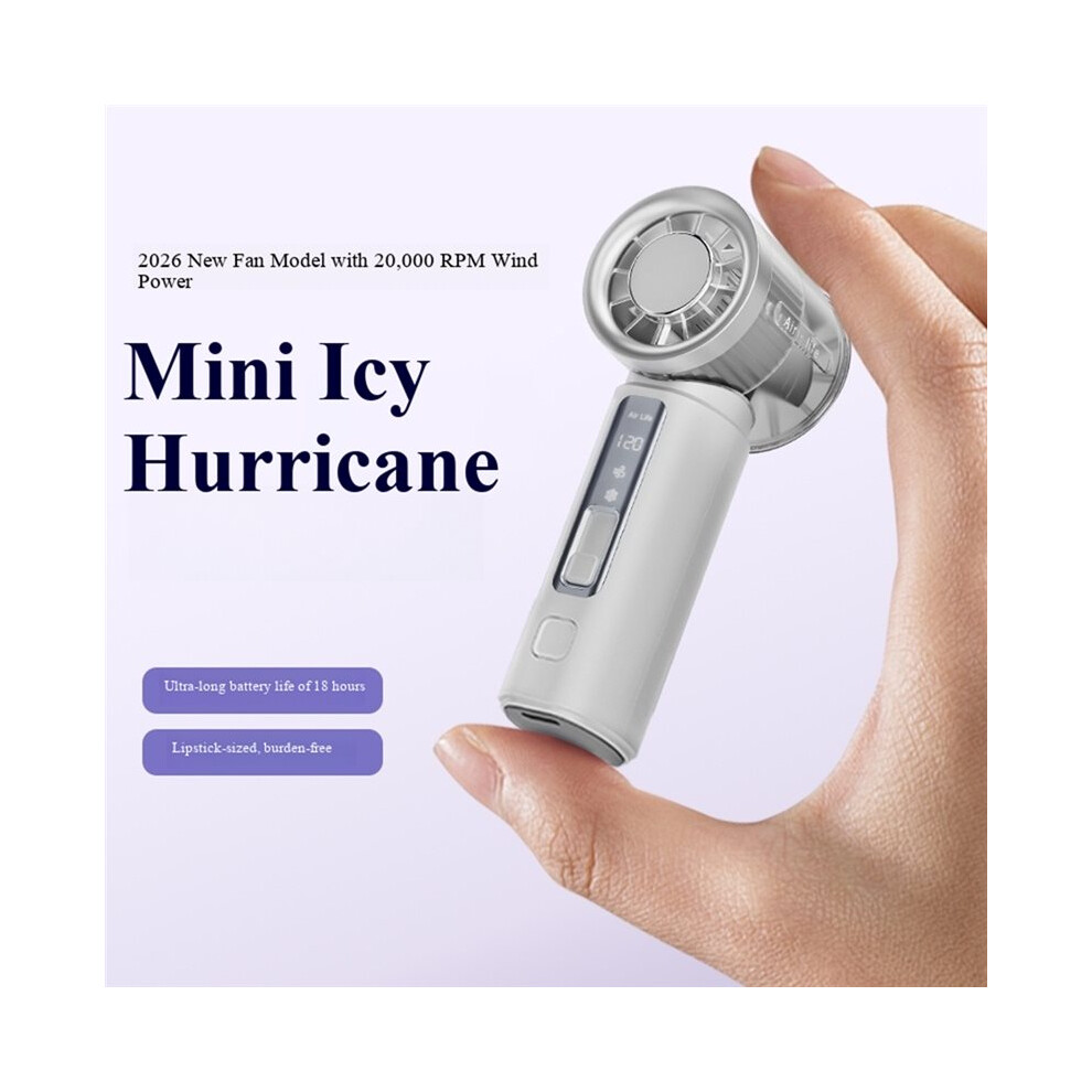 Portable High Speed Cooling Handheld Fan 3000Mah Rechargeable 120 Wind Speeds Adjustable Foldable Silver 6033019173995