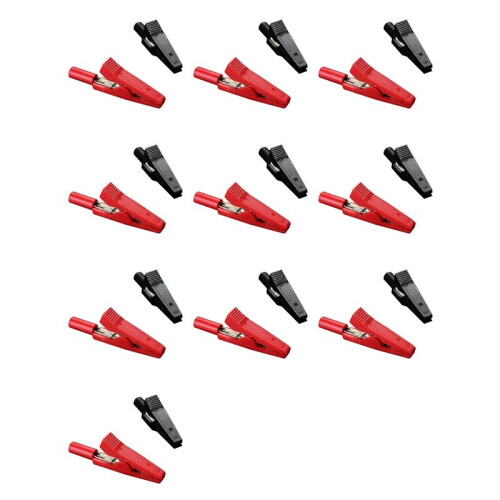 20X Insulated Alligator Clip Connector Clamp Testing Probe Red+Black 1
