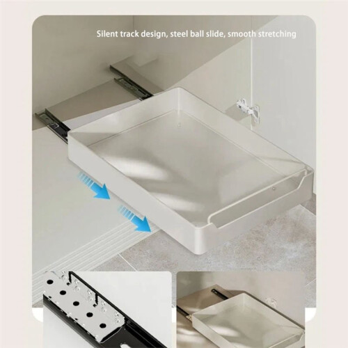 Kitchen Storage Shelf with Slide Rails Pull-Out Kitchen Drawer Type Organizer Tray Storage Rack Cabinets Storage S 1