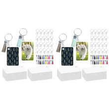 320 Pcs Metal Sublimation Keychain Blanks Bulk Set with Rectangle Sublimation Blanks Tassels Keychai for DIY