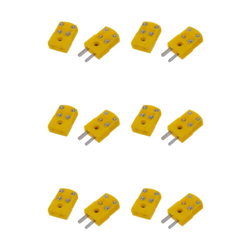 12X Yellow Plastic Shell K Type Thermocouple Plug Socket Connector Set 1