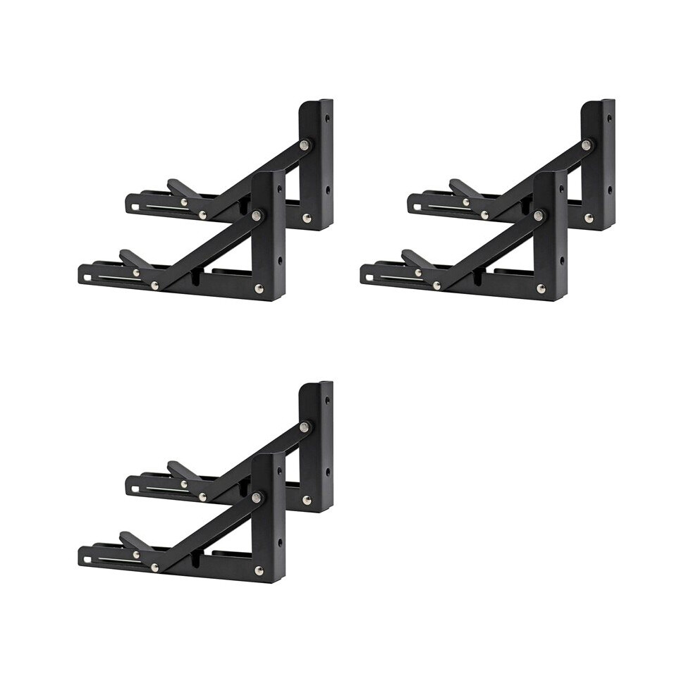 6Pcs Campervan Folding Bracket Table Shelf Motorhome Caravan Black Finish Stainless Steel Folding Bracket 4713047444367