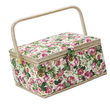 Portable Fabric Sewing Set Box With Multiple-Pastoral Rose