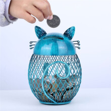 Metal Cat Coin Piggy Bank, Large Capacity Animal Money Bank with Bottom Cap, Retro Cat Gifts for Cat Lovers Home Decor