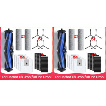2 Set for Deebot X8 Omni/X8 Pro Omni Rubber Main Brush Hepa Filters Wiper Rollers Side Brushes Dust Bags