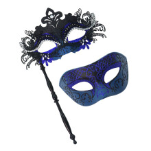 Modische, mit Strasssteinen verzierte Masken für-Blau