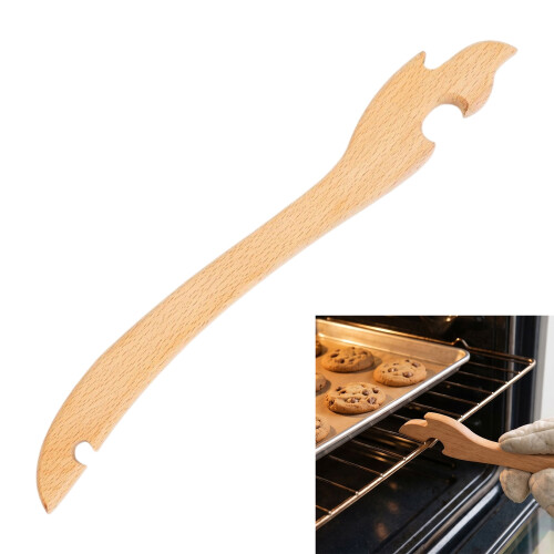 Natural Wood Oven Rack Lifter With Extended Handle Baking 1