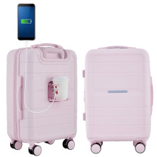 French Connection St. Martin Carry-on Luggage with Cup Holder/USB Ports, Pink A Boo, 15.4 x 9 x 22 inches, St. Martin Carry-on Luggage with Cup