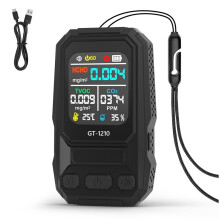 5 in 1 Air Quality Meter Detector with LCD Display Screen Humidity Temperature Detection CO2 TVOC HCHO Detector Black