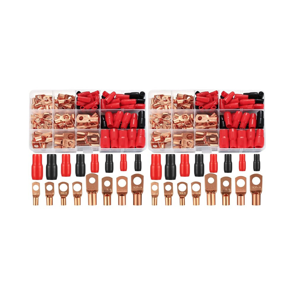 Tube Cable Lug Set, 240 Pieces Pipe Cable Lugs Set, Bolt Hole Tinned Copper Terminals, Crimp Connector, Cable Lug Set 4711551009096