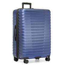 U.S. Traveler Boren Polycarbonate Hardside Rugged Travel Suitcase Luggage with 8 Spinner Wheels, Aluminum Handle, Navy, Checked-Large 30-Inch, Boren
