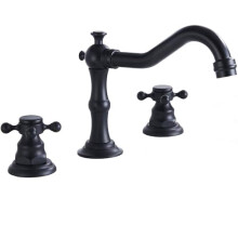 3 Holes Vintage Double Handle Basin Mixer Tap Widespread Bathroom Sink Bathtub Tap Deck Mounted,8 inch 2 Handles 3 Holes Bath Tub Tap Matte Black