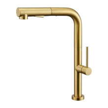 Kitchen Sink Taps Mixer, 360 Swive Stainless Steel L Shaped Monobloc 1 Hole with Single Lever, 2 Spray Modes, Kitchen Tap Stainless Steel, Gold