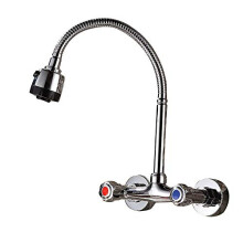 Tap 360 Swivel Single Lever Mixer Tap Wall Mounted Kitchen Tap Extendible Sink Tap Adjustable Stainless Steel Tap for Single Sinks and Double
