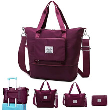 Travel Duffel Tote Bag,Travel Weekender Overnight Bags Women Carry On Bag Totes for Airplanes,Sports Gym Duffle with Trolley Sleeve, A-fuchsia-long