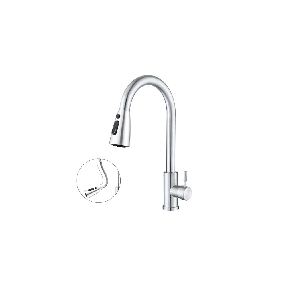 Photos - Tap SURFOU Kitchen  Mixer with Pull-Out Spray â 3 Water Modes, 360 Swivel Spout â Brushed Stainless Steel Monobloc Sink T