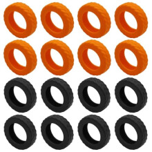 16 Suitcase Wheel Covers, Silicone Universal Wheel Casters, Wear-Resistant Wheel Protective Covers, Suitcase Accessories (Black, Orange).