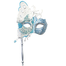 Masque papillon portatif en métal accrocheur,-Bleu argenté
