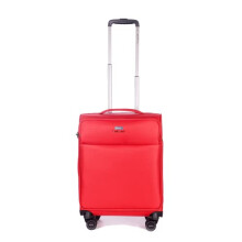 Stratic Light Suitcase - Soft Shell Travel Trolley Hand Luggage, TSA Lock, 4 Wheels, Expandable, Red, 57 cm