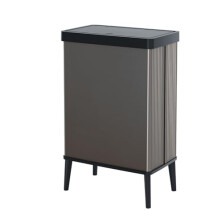 Curver Keter Verto Selective Collection Waste Bin, Press-On Lid, Double Compartment, Elegant Design, Recyclable, Ideal for Bathroom, Living Room or