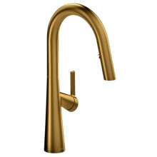 Riobel Ludik Mixer with Pull Down Spray Brushed Gold Kitchen Tap |