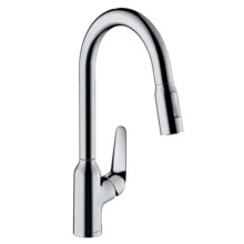 hansgrohe 71800000 M429-H220 Kitchen Tap, 360 Swivel Range, Pull-Out Spray, Chrome, Spout height 22 cm