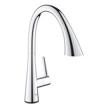 GROHE Zedra Touch Kitchen Tap Single-Lever Sink Mixer, High C-Spout with Touch Operation, Pull-Out Comfort Shower Head and 3 Spray Options, 360